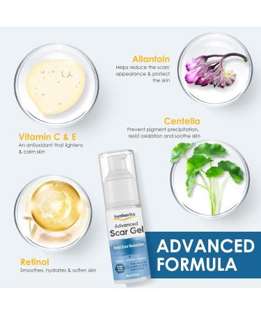 Advanced Scar Cream Gel - Effective Scar Treatment for Face & Body | Remove Surgical Scars C-Section Stretch Marks Acne & More - Buy Online on GoSupps.com
