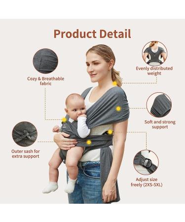 Baby Wraps Carrier | Breathable Hands-Free Sling for Newborn to Toddler | Adjustable Dark Grey Baby Carrier - Buy Online on GoSupps.com