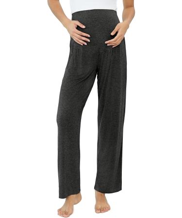 Amorbella Maternity/Pregnancy Sweatpants - Long Over The Belly Yoga/Pajama/Lounge Pants (M Charcoal) - Buy Online on GoSupps.com