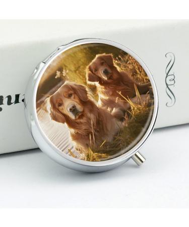 Travel Pill Box with Golden Retrievers | 3 Compartment Portable Medicine Organizer | Perfect for Purse & Pocket - Buy Online on GoSupps.com