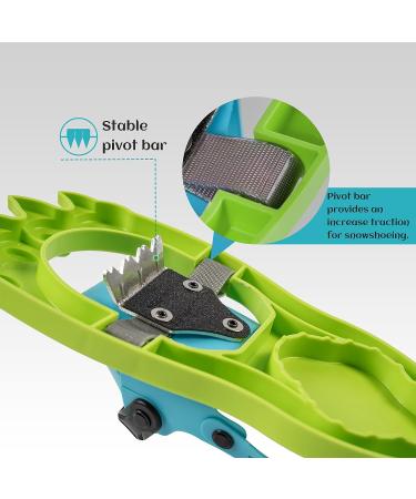 G2 16 Inch Kids Snowshoes Storage Bag with Fast Ratchet Binding - Green/Blue | Ideal for Child Youth Boys and Girls | Includes Trekking Poles - Buy Online on GoSupps.com