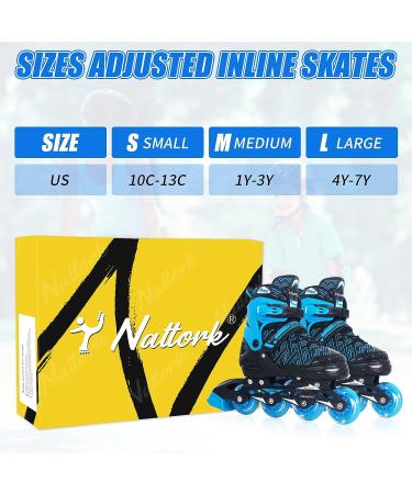 Nattork Adjustable Inline Skates for Kids Boys & Girls - Blue Black Red with Light up Wheels - Youth Blade Roller Skating for Beginners Ages 3-15 - Blue knight-1 Large (US 4-7Y) - Buy Online on GoSupps.com