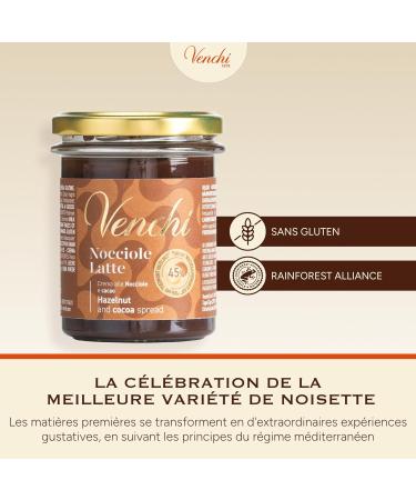 Venchi - Cr me Tartiner Chocolat au Lait et Noisettes 200 g avec 45% "Noisettes du Pi mont" Sans Gluten Sans Colorants et Sans Conservateurs Nocciola 250 g (Confezione da 1) - Buy Online on GoSupps.com