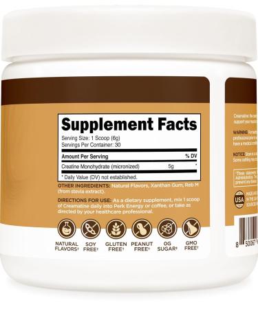 Perk Creamatine (French Vanilla) 30 Servings - Flavored Creatine Monohydrate 5g of Creatine per Serving Naturally Sweetened Zero Sugar Gluten-Free Soy-Free - Buy Online on GoSupps.com