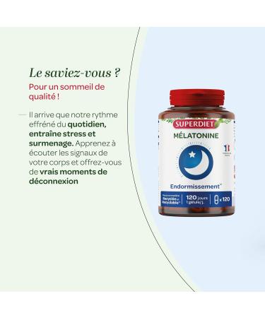 SUPERDIET Melatonin Sleeping Time Difference Made in France 120 capsules. - Buy Online on GoSupps.com