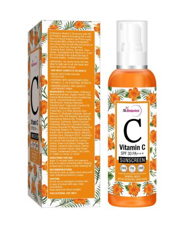 StBotanica Vitamin C Sunscreen SPF 30 PA+++ | Mineral-Based Water-Resistant UVA & UVB Protection - 120ml | International Shipping Available - Buy Online on GoSupps.com