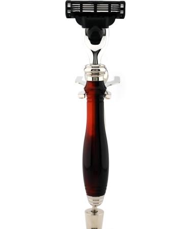 Luxury Turtle Replica Razor & Stand Duo - Premium Resin Handle Chrome-Plated Stainless Steel Compatible with Triple Cutting Cartridge - Buy Online on GoSupps.com