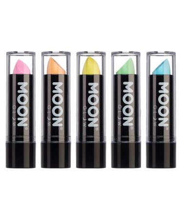 Moon Glow Neon UV lipstick pastel colors bright neon-colored lipstick lights up under UV radiation (orange 5 pieces (1 piece))