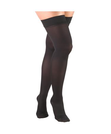 Truform Women's Compression Stockings 15-20 mmHg Thigh High Length Closed Toe Opaque Black Large Black (Closed Toe) Large (1 Pair)