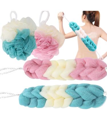OSUTER 4PCS Shower Sponge Soft Mesh Bath Sponge Massage Sponge Comfortable Shower Sponge for Women Men Exfoliating Skin Cleaning Accessories
