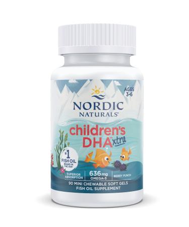 Nordic Naturals Children's DHA Xtra 636mg Omega-3 with EPA & DHA 90 Soft Capsules Lab Tested Vegetarian Soy Free Gluten Free Non-GMO