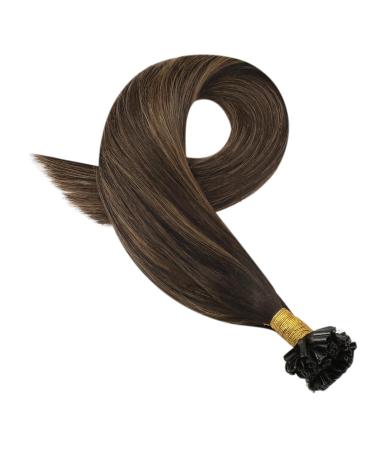 Moresoo 45cm Real Hair Bonding Extensions - #2/6/2 Darkest Brown & Medium Brown Keratin U-Tip - 50g Remy Hair Hot Fusion - Buy Online on GoSupps.com