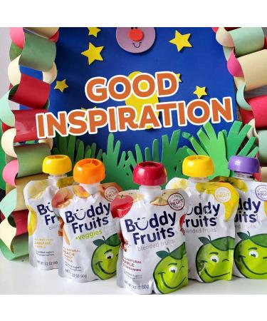 Buddy Fruits Pure Blended Fruit To Go 36PK | Apple, Mango, Banana & Passion Fruit Applesauce | Non GMO, Vegan, Gluten Free | 100% Real Fruit | No Sugar, No Preservatives | Kosher Certified | 3.2oz Pouch - Buy Online on GoSupps.com