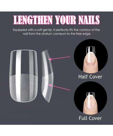 240PCS Medium Square Gel Nail Tips Set - Pre-Buffed Artificial Nails Kit - Buy Online on GoSupps.com