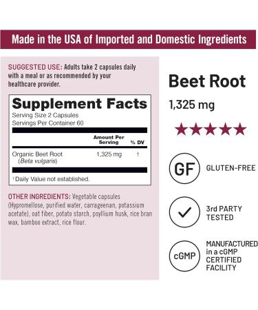 NatureWise Beet Root Capsules 1325mg with Organic Beetroot - Nitric Oxide Booster for Circulation and Heart Health Support - Vegan Gluten-Free Non-GMO - 120 Capsules 60 Day Supply 120 Count (Pack of 1) - Buy Online on GoSupps.com