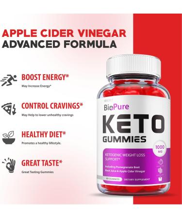 (3 Pack) Bio Pure Keto Gummies - Advanced Weight Loss Formula with ACV and B12 - Vegan Friendly - 180 Gummies - Buy Online on GoSupps.com