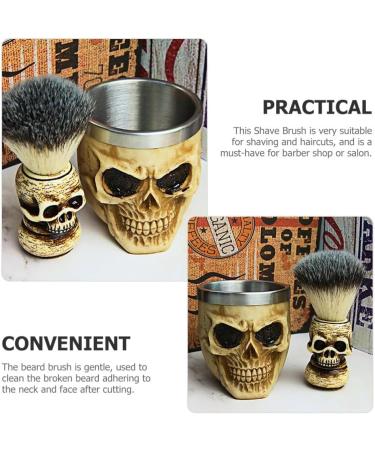 Exceart Vintage Skull Razor Brush Kit | Wooden Handle Shaving Brushes for Men | International Shipping Available - Buy Online on GoSupps.com