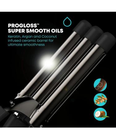 Revamp ProGloss Beach Big Waver - 3-Wave Iron for Glossy Beach Waves & Healthy Hair with Prowl Oils - Buy Online on GoSupps.com