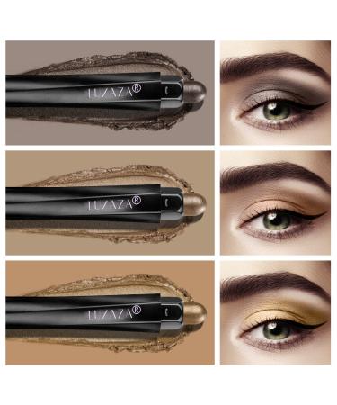 LUXAZA 3Pcs Metallic Brown Eyeshadow Stick Set - Creamy & High Pigmented Eye Brightener Stick for Smoky Eye Makeup | A6-Amber - Buy Online on GoSupps.com
