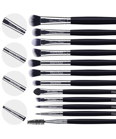 MSQ CUSTOMISED engraved eyes make-up brush personalized make-up brush set 12 pieces of eyeshadow brush custom name gift for eyeshadow eyebrows eyeliner blending black 3
