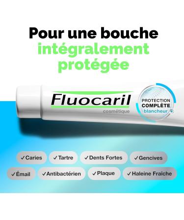 FLUOCARIL - Dentifrice Anti-Caries Protection Compl te Blancheur 145mg - Ar me/Go t Menthe - Email renforc et dents fortes - Aide pr venir les caries Haleine fra che Blancheur (lot de 2x 75ml) - Buy Online on GoSupps.com