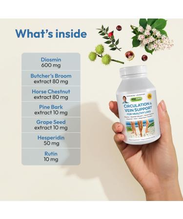 ANDREW LESSMAN Circulation & Vein Support for Healthy Legs 30 Capsules - High Bioactivity Diosmin  Butcher's Broom  Visibly Reduces Swelling & Discomfort in Feet  Ankles  Calves  Legs - Buy Online on GoSupps.com