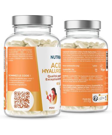 NUTRI & CO Hyaluronic Acid + Evening Primrose Oil and Borage Effective Anti-Aging & Anti-Wrinkle Formula Deep Moisturises Hydration and Elasticity of the Skin 60 Vegan Capsules Made in France - Buy Online on GoSupps.com