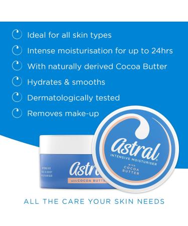 Astral Face & Body Intensive Moisturiser Cream with Cocoa Butter 200ml - Pack of 1 - Buy Online on GoSupps.com