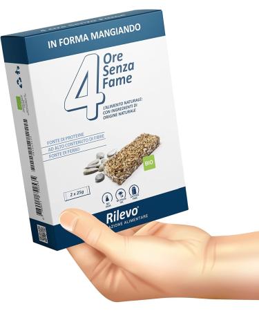  Rilevo Rilevo 4 Hours Without Hunger Organic - 12 packs of 2 bars of 25g (24 x 25g) - Healthy bag of seeds cereals nuts and millefiori honey - Buy Online on GoSupps.com