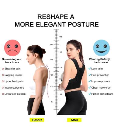 Bafully Back Support & Posture Correction - Adjustable XL/XXL for Pain Relief - Black - Buy Online on GoSupps.com