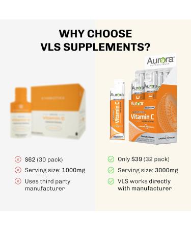 Aurora Nutrascience Liposomal Vitamin C Immune Support 3000 mg Serving Gluten Free 32 Single Serve - Orange - 21.7 Oz - Buy Online on GoSupps.com