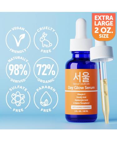 SeoulCeuticals Korean 20% Vitamin C Hyaluronic Acid Serum + CE Ferulic Acid Potent Anti Aging Anti Wrinkle K Beauty - 2 Oz - Buy Online on GoSupps.com