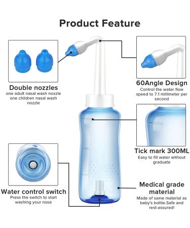 Nasendusche Set - 300 ml Neti Pot for Sinus Rinsing | Nose Rinse Kit & Salt Water Solution - Buy Online on GoSupps.com
