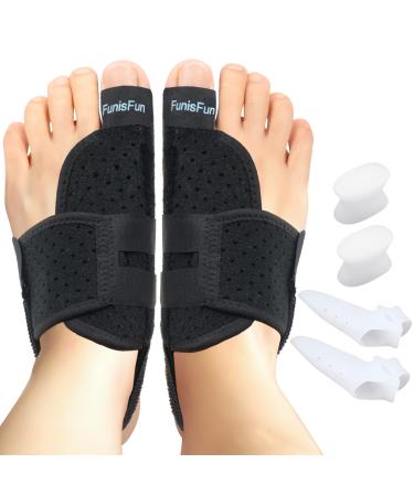 FunisFun Bunion Corrector for Women & Men, Adjustable Orthopedic Bunion Splint for Big Toe Pain Relief, Hammer Toe Straightener Separators Protector for Hallux Valgus(One Size, Day & Night Support)