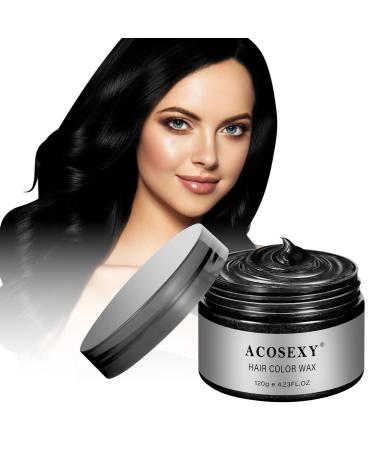 Temporary Hair Color Wax Dye Hair Spray Color Natural Hair Wax Color Kids Temporay Hair Wax Dye Ash for Halloween Cosplay Party Masquerade (Black 120g) Black 4.32 Ounce (Pack of 1)