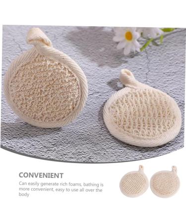 GLEAVI 4 Pcs Bath Towel & Scrubber Set - Natural Loofah Sponges & Back Scrubber for Shower - Bath Supplies for a Relaxing Experience - Buy Online on GoSupps.com