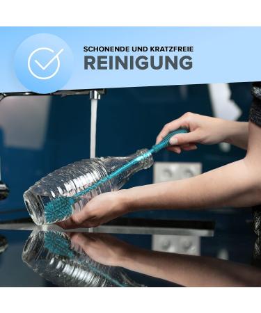 Jawaonline Silicone Bottle Brush Set - 32cm & 24cm - Gentle Scratch-Free Flexible Cleaner for Small & Large Bottles - Turquoise - Buy Online on GoSupps.com