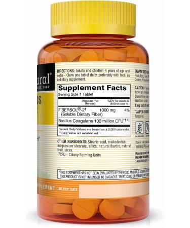 Mason Natural Healthy Kids Probiotic with Fiber - 60 Chewables for Digestive Health - Buy Online on GoSupps.com