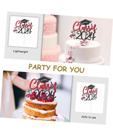OFFSCH 5 Sets Cake Insert Top Hat Grad Party Decoration Graduation Grad Party Supplies Cupcake Decors Cake Decoration Red Paper European and American Graduation Season Red 16.00X13.00X0.10CM - Buy Online on GoSupps.com