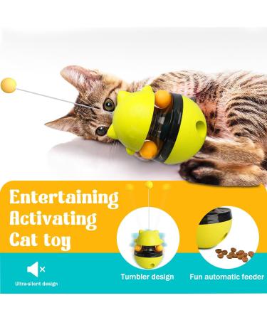 Interactive 3-in-1 Cat Toy - Slow Feeder & Food Dispenser | Yellow Cat Toys for Engaging Play & Training - Buy Online on GoSupps.com