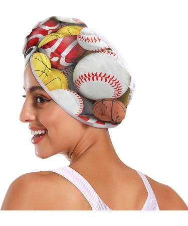Buy Sports Balls Hair Towel 2 Pack | Super Absorbent Quick Dry Hair Turbans for Women & Girls - Fast International Shipping - Buy Online on GoSupps.com