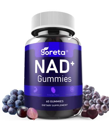 Goreta Liposomal NAD+ Gummies for Adults with Resveratrol & Quercetin | Multi-Ingredient Daily Nutrition Formula | Natural Grape Flavor, 60 Gummies
