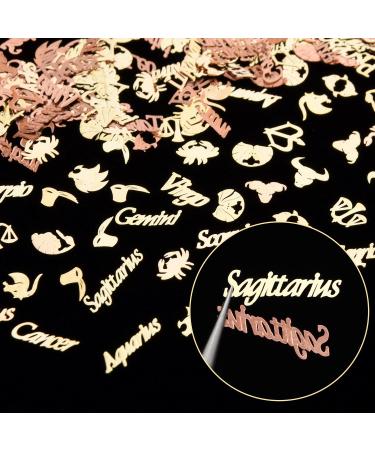 Noverlife 1200PCS Zodiac Nail Charm Flakes - 12 Constellation Alloy Sequins - 3D Gold Glitters & Nail Stickers for DIY Craft - Zodiac Words Letters - Scrapbooking & Phone Case - Buy Online on GoSupps.com