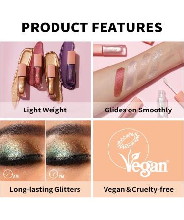 Oulac Liquid Glitter Eyeshadow - Metallic Baby Pink Shimmer Eyeliner, Vegan & Cruelty-Free - Pink Volt (15) - Buy Online on GoSupps.com