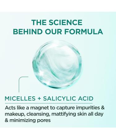 Garnier Micellar Water with Salicylic Acid, All-in-1 Mattifying Facial Cleanser and Makeup Remover for Oily and Acne Prone Skin, 13.5 Fl Oz Unscented 13.5 Fl Oz (Pack of 1) - Buy Online on GoSupps.com