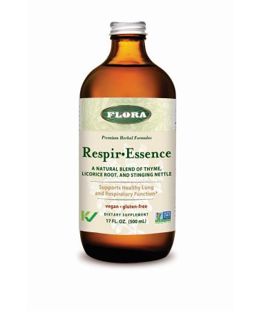 Flora - Respir-Essence Natural Lung & Breath Aid, Natural Blend of Thyme, Licorice Root and Stinging Nettle, Vegan and Gluten-Free, 17-fl. oz. Glass Bottle