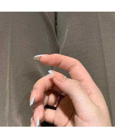 Temperament Enhancement Nail Patch Hand-Made Nail Patch Wearing a Small red Book Online Celebrity with The Same Blue French Finger Drill Detachable Nail White (10-Piece Pack) (Size : S) - Buy Online on GoSupps.com