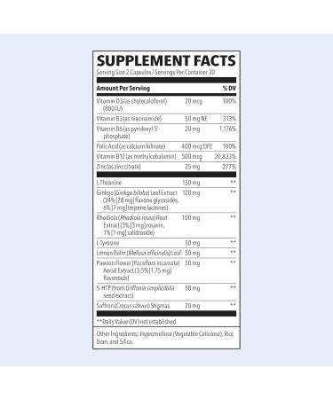 LifeSeasons Mood Stabili-T: Positive Mood Booster with Rhodiola, Ginkgo Biloba, Vitamin D3 - 60 Capsules - Buy Online on GoSupps.com