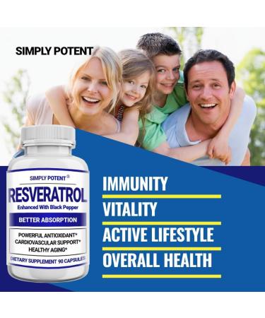 Resveratrol 1000mg Supplement Trans Resveratrol 500mg Resveratrol Enhanced with Black Pepper for Max Absorption Powerful Antioxidant & Anti-Aging Pills for Heart Immune & Skin Health 90 Capsules - Buy Online on GoSupps.com