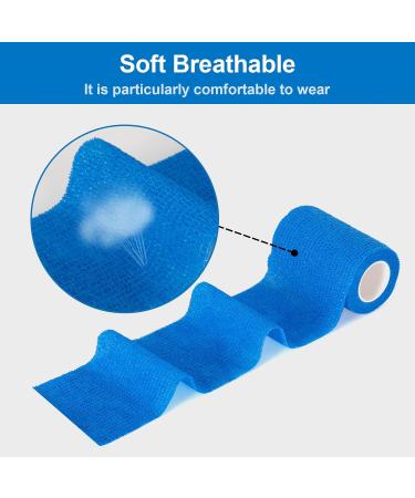 12 Roll Self-Adhering Cohesive Bandage - 7.5cm x 4.5m Elastic Adhesive Bandage for First Aid Pet Vet Wrap (Blue) - Buy Online on GoSupps.com